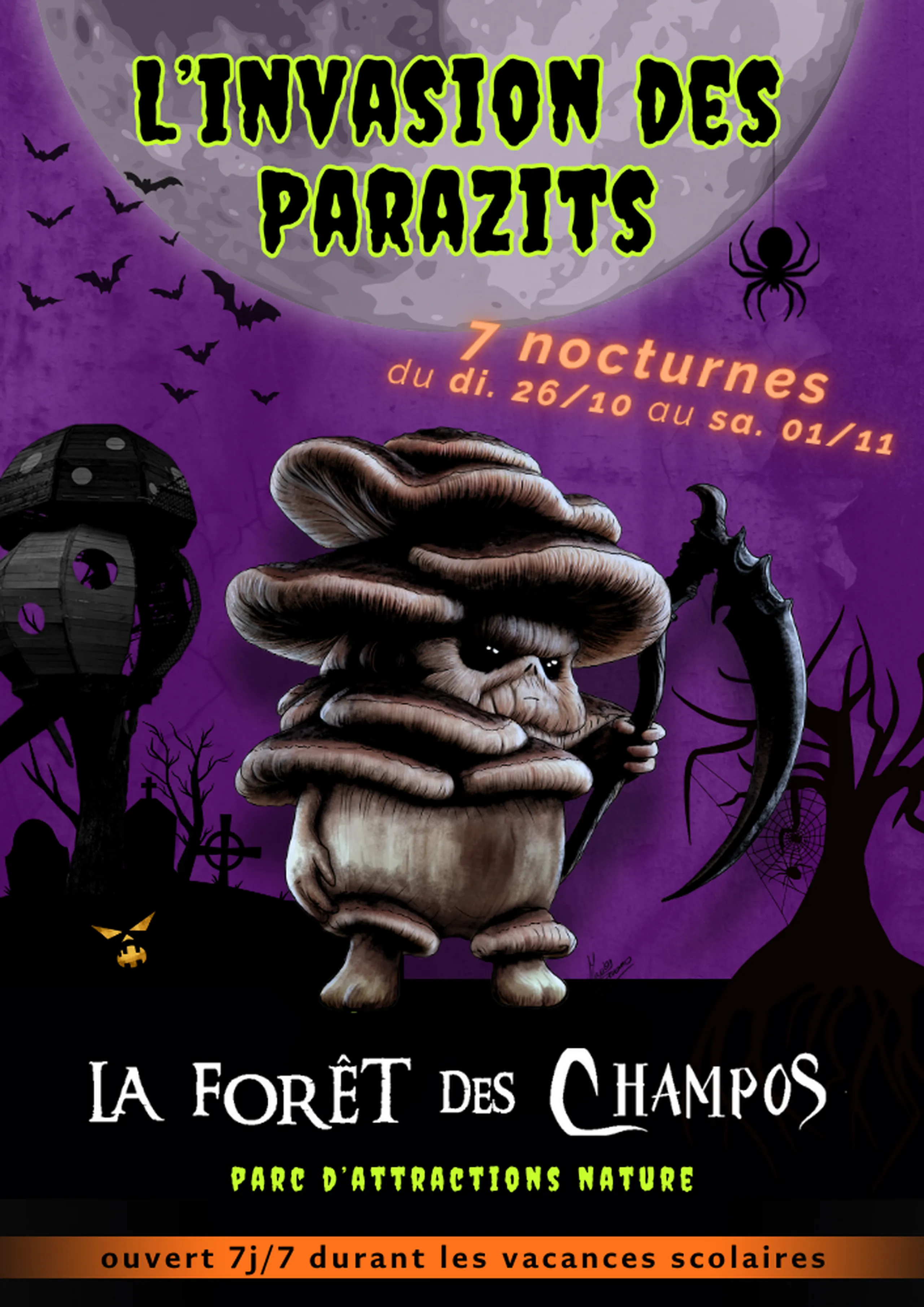 Affiche Halloween 2025 Parc La Forêt des Champos