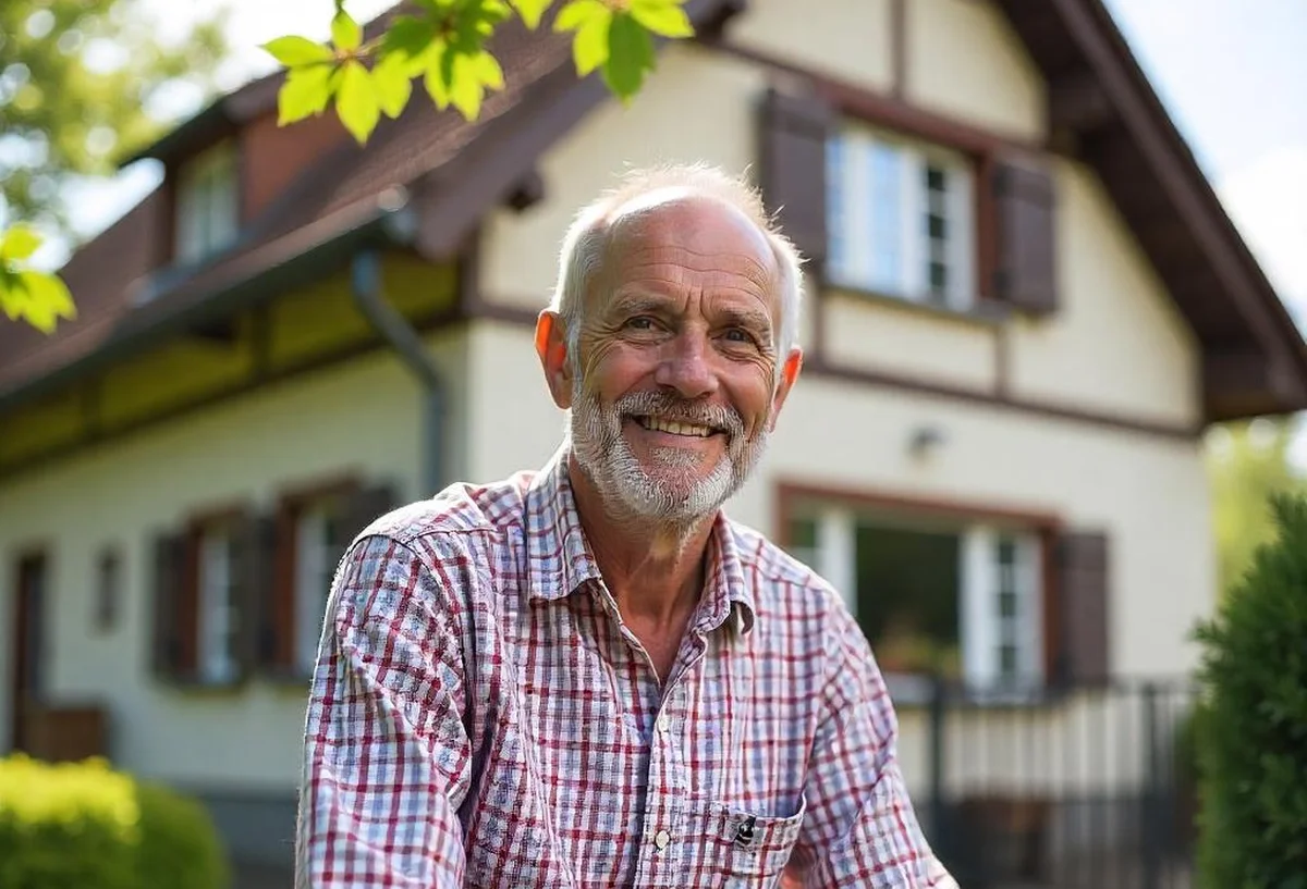 Zufriedener Hausbesitzer nach erfolgreicher Dämmung seines Einfamilienhauses – Energie sparen und Wohnkomfort steigern mit VARM.