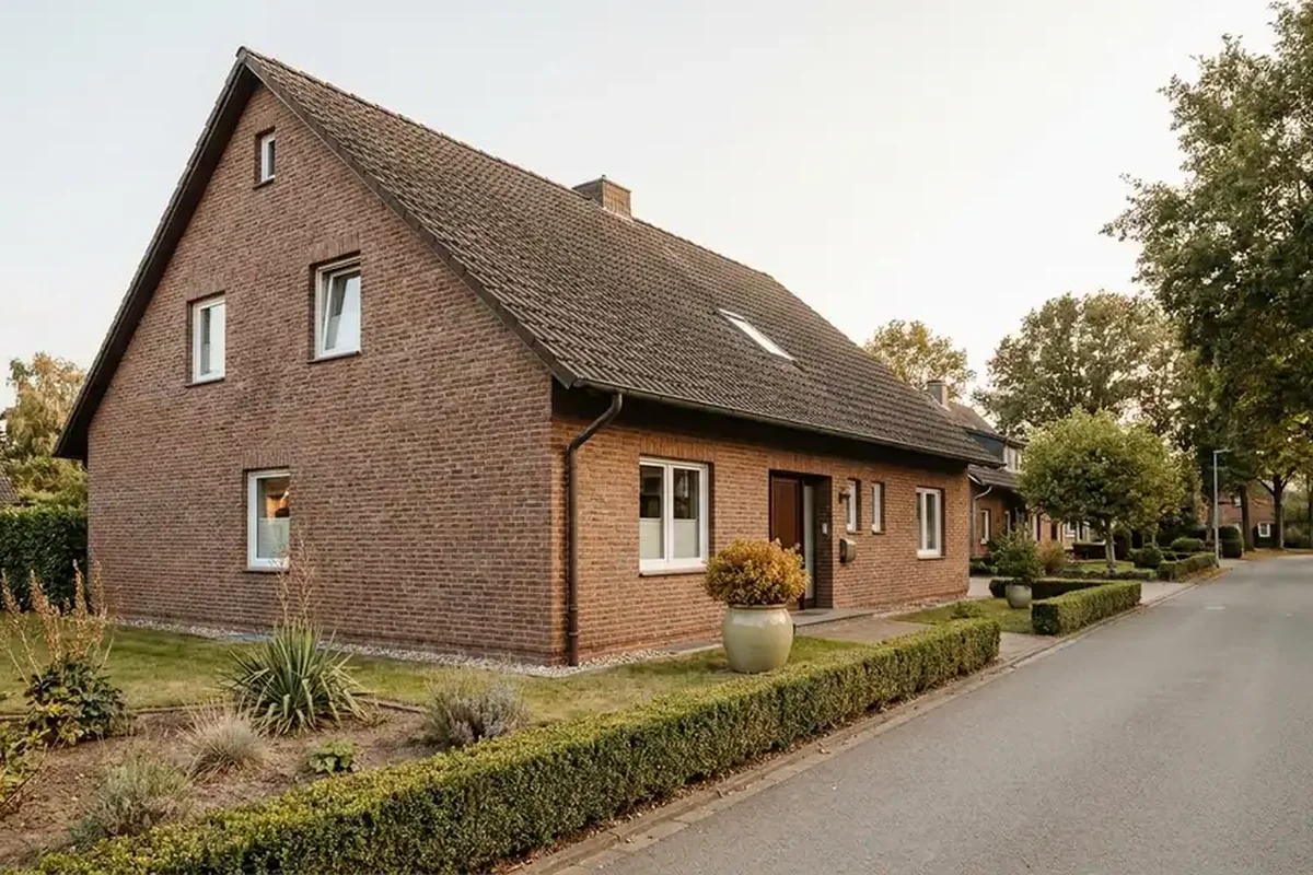 Redaktionelles Tageslichtfoto eines für Minden typischen Einfamilienhauses als Kontext zum Thema Dämmfirma Minden.