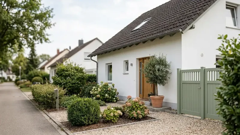 Redaktionelles Tageslichtfoto eines typischen deutschen Einfamilienhauses als Kontext zum Thema Was bringt am meisten gegen hohe Heizkosten.