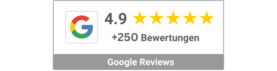 Google-Bewertung von VARM mit 4,9 von 5 Sternen und über 250 Kundenbewertungen – hohe Kundenzufriedenheit und Qualität bestätigt durch Google Reviews.