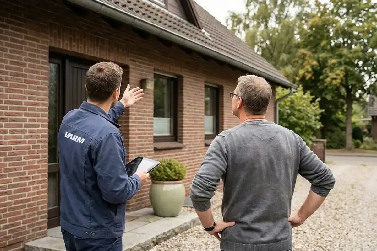 Redaktionelles Tageslichtfoto eines typischen deutschen Einfamilienhauses als Kontext zum Thema Fassadendämmung Kosten pro Quadratmeter.