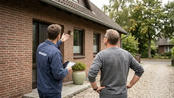 Redaktionelles Tageslichtfoto eines typischen deutschen Einfamilienhauses als Kontext zum Thema Fassadendämmung Kosten pro Quadratmeter.