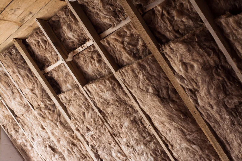 Dachschrägen mit eingebauter Dämmung zwischen Holzsparren – effektive Wärmedämmung zur Energieeinsparung und Verbesserung des Raumklimas.