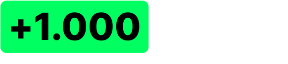 Grüne Grafik mit der Aufschrift +1.000 als Symbol für über 1.000 erfolgreich umgesetzte Dämmprojekte von VARM.