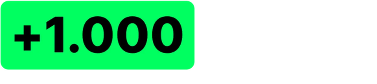 Grüne Grafik mit der Aufschrift +1.000 als Symbol für über 1.000 erfolgreich umgesetzte Dämmprojekte von VARM.