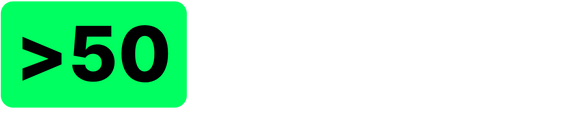 Grüne Grafik mit der Aufschrift >50 als Symbol für mehr als 50 Mitarbeiterinnen und Mitarbeiter der VARM GmbH.