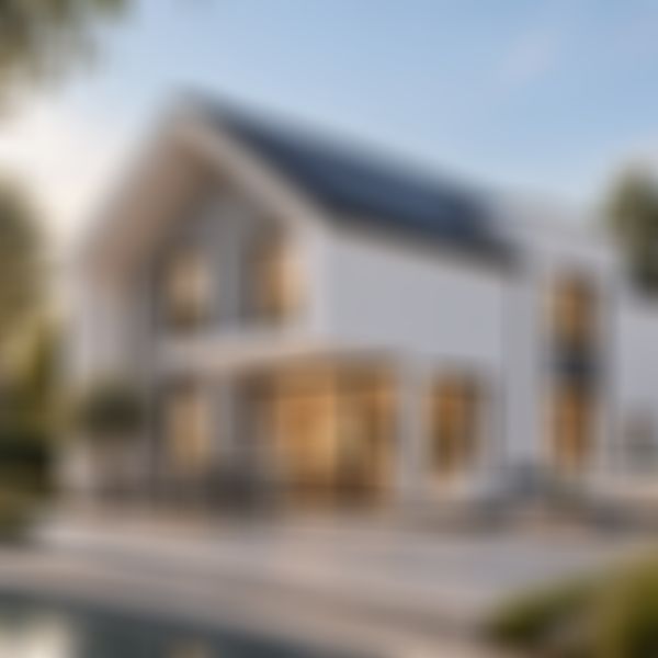 Das Bild zeigt das KAMPA Architektenhaus Concept 5 mit einer PV Anlage und weißer Putzfassade.