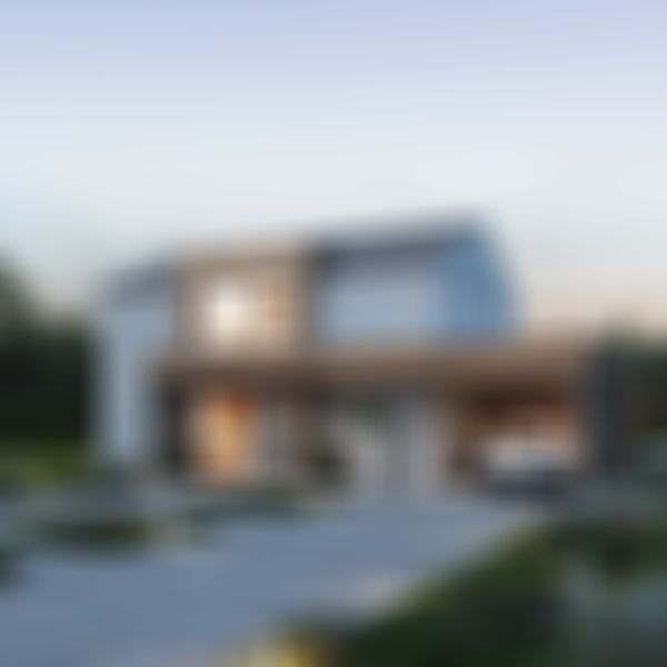 Straßenansicht des modernen Architektenhauses Concept 2.1 mit klarer Linienführung, weißer Fassade und großen Fensterflächen.