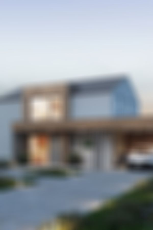 Straßenansicht des modernen Architektenhauses Concept 2.1 mit klarer Linienführung, weißer Fassade und großen Fensterflächen.