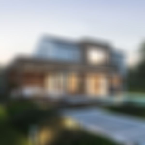 Gartenansicht des Hauses Concept 2.1 mit großzügigen Glasfronten, Terrasse und direktem Übergang zum grünen Außenbereich.