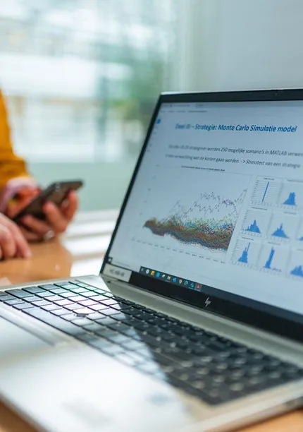 Overzicht van energieverbruik en marktanalyses op dashboard, toegepast in energie-adviestraject.