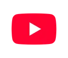 Red YouTube logo featuring a white play button centered in a rounded rectangle.