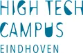 Logo with stylized text: "HIGH TECH CAMPUS EINDHOVEN" in a modern, geometric blue font on a white background.