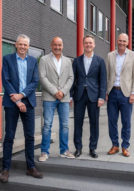 Vlnr Antoine Brunink, Jonty Copal, Ron van Laar en Jilko Andringa