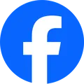 Blue circle with a lowercase white "f" in the center, representing the Facebook logo.