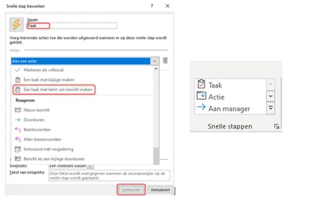 Snelle stap bewerken
