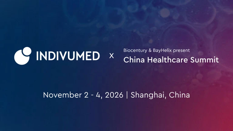 Announcement for Indivumed and Biocentury & BayHelix's China Healthcare Summit, November 2-4, 2026, in Shanghai, China.