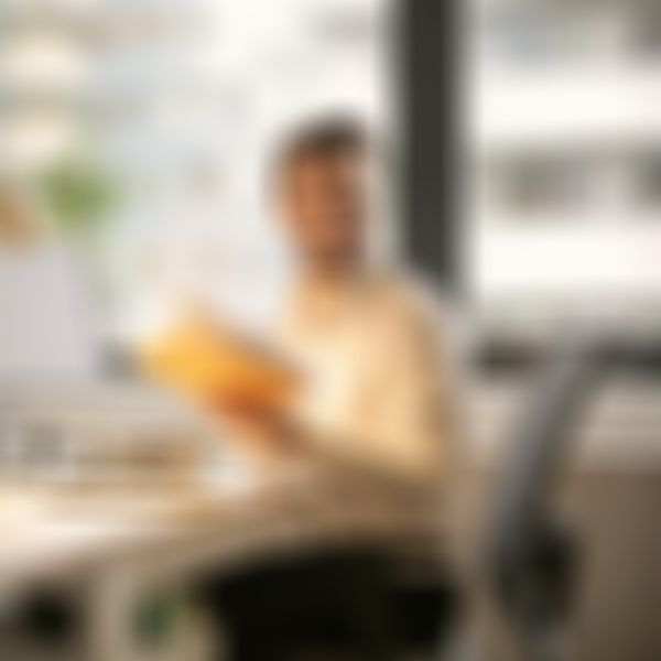 Happy office employee