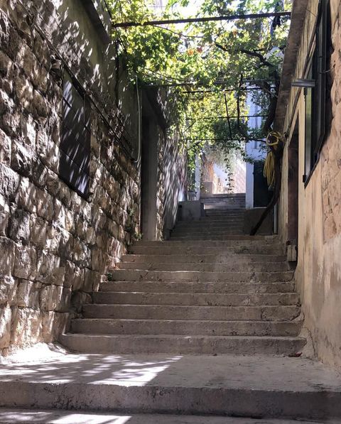 The stairs outside Zahraa’s home in Bint Jbeil.