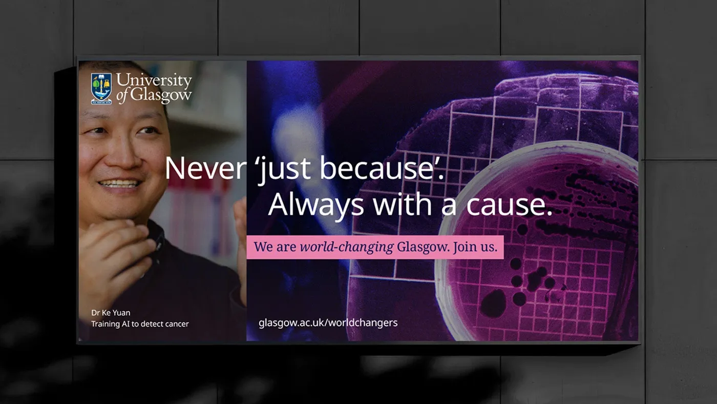 Billboard featuring a University of Glasgow campaign