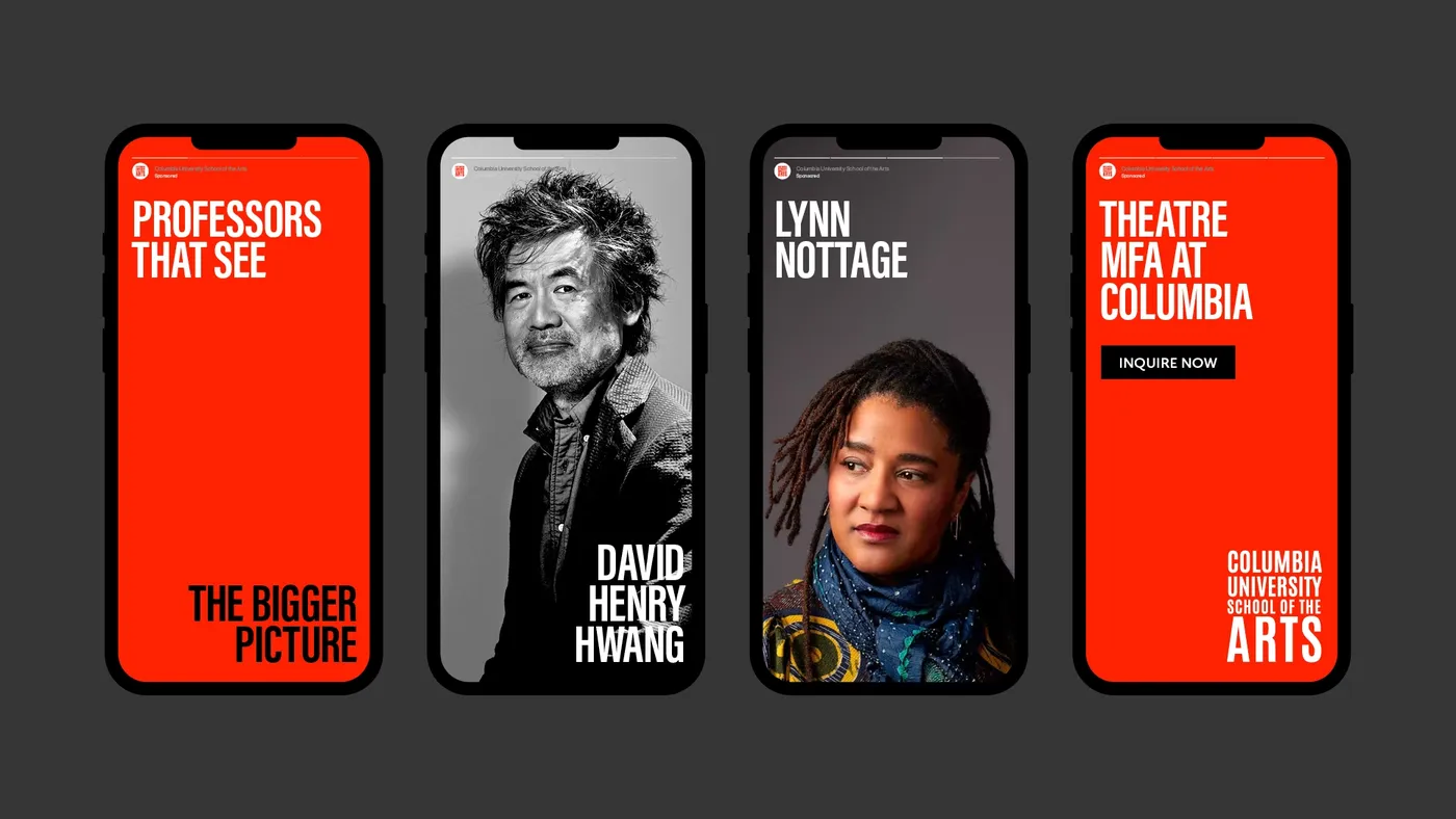 Four smartphones display images