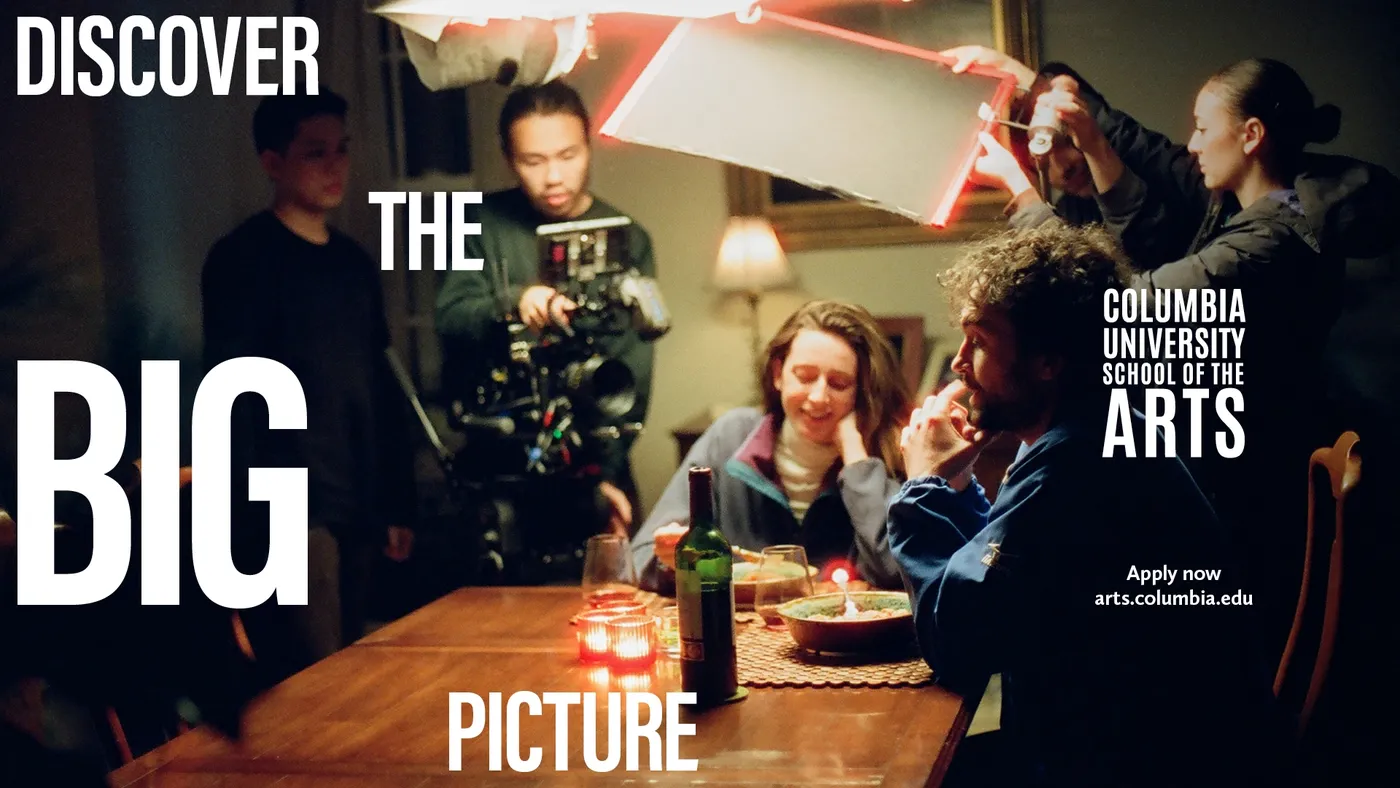 Film crew setting up a dinner scene