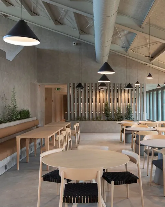 Switch Barcelona canteen — lighting accents building brand identity