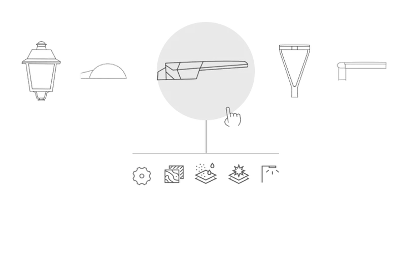 Simon Nath M luminaire configurator — selection of technical and lighting characteristics