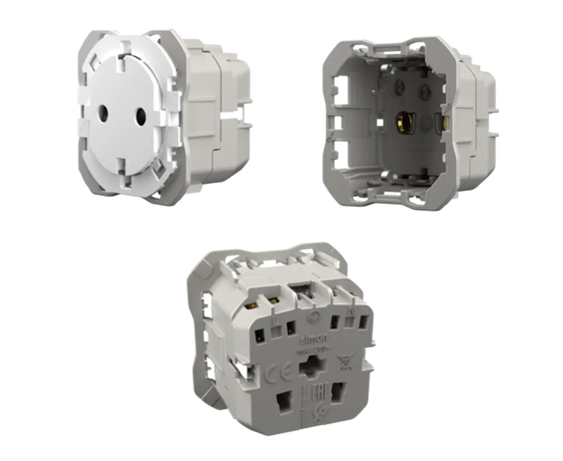 Simon 270 Mínima Schuko socket mounting detail (simplified socket installation)