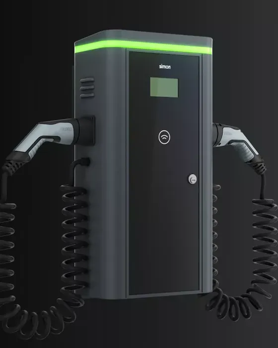 Características técnicas do carregador Simon Neon: aço inoxidável, LED 360°, IP54