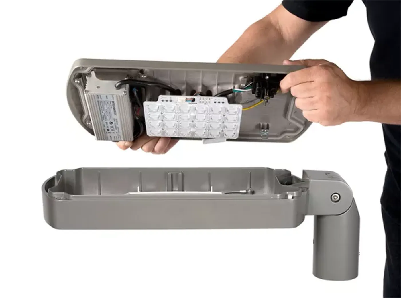Accès supérieur au groupe électro-optique de Simon Altair LED avec ouverture par deux leviers sans outils