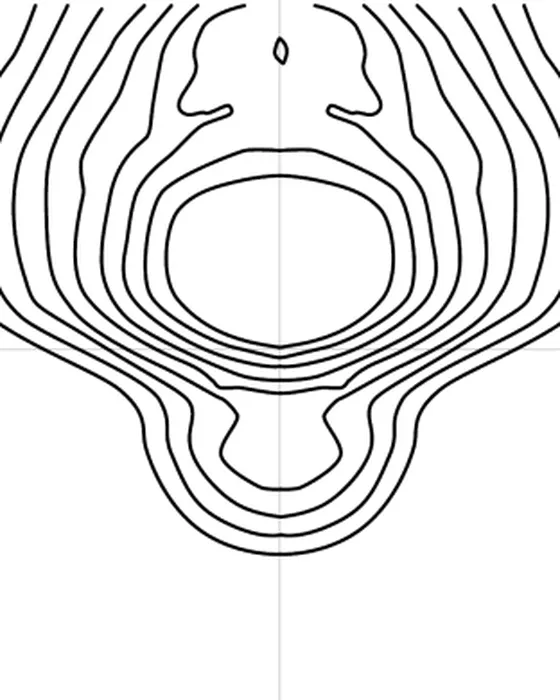 Isolux diagram of the RL optics of Simon Polaris showing uniform light distribution