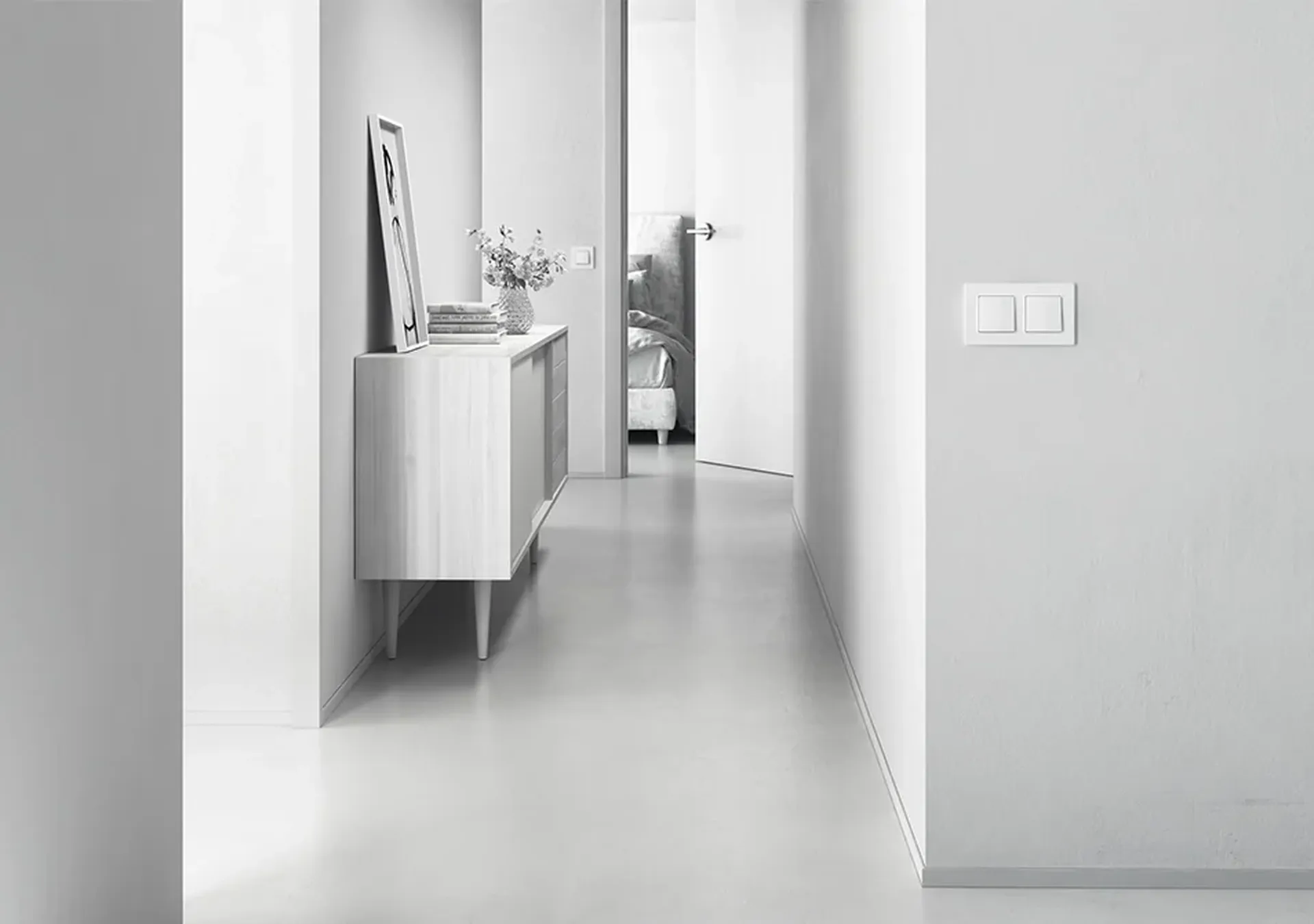 Simon 82 Concept detail integrated into a wall with matte finish