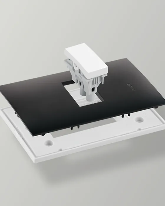 Estrutura modular Simon 35 — placa, módulos e suporte vistos separadamente.