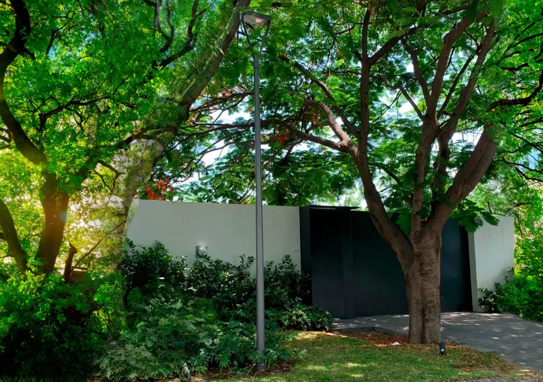 Simon Altair IYF installation in park or plaza with efficient night-time lighting