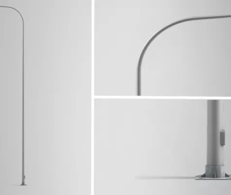 Simon BAM functional column for outdoor public lighting — square base and truncated-conical shaft