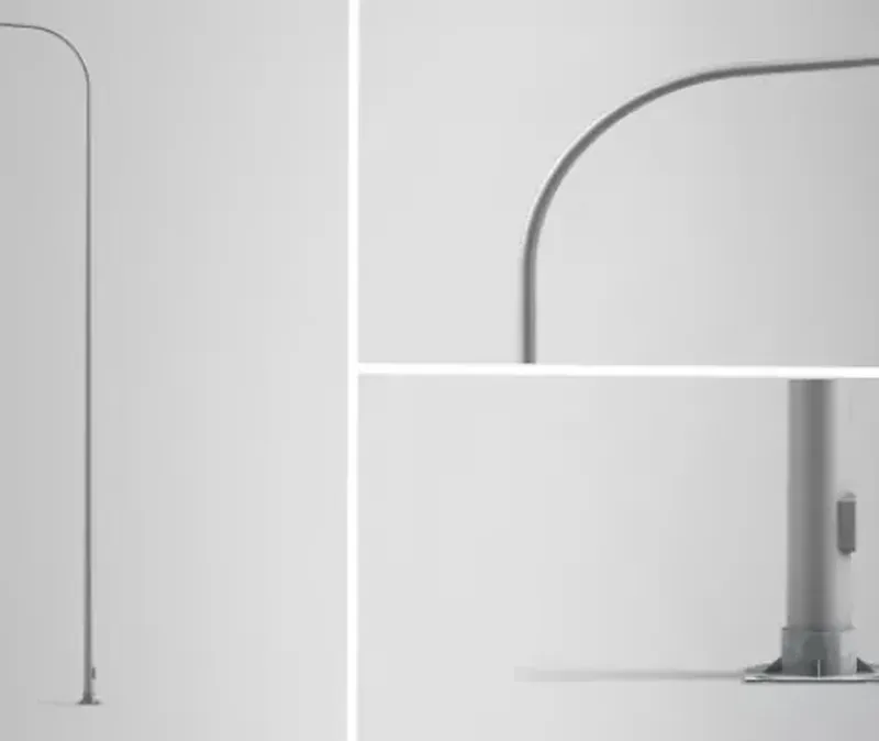 Simon BAM functional column for outdoor public lighting — square base and truncated-conical shaft