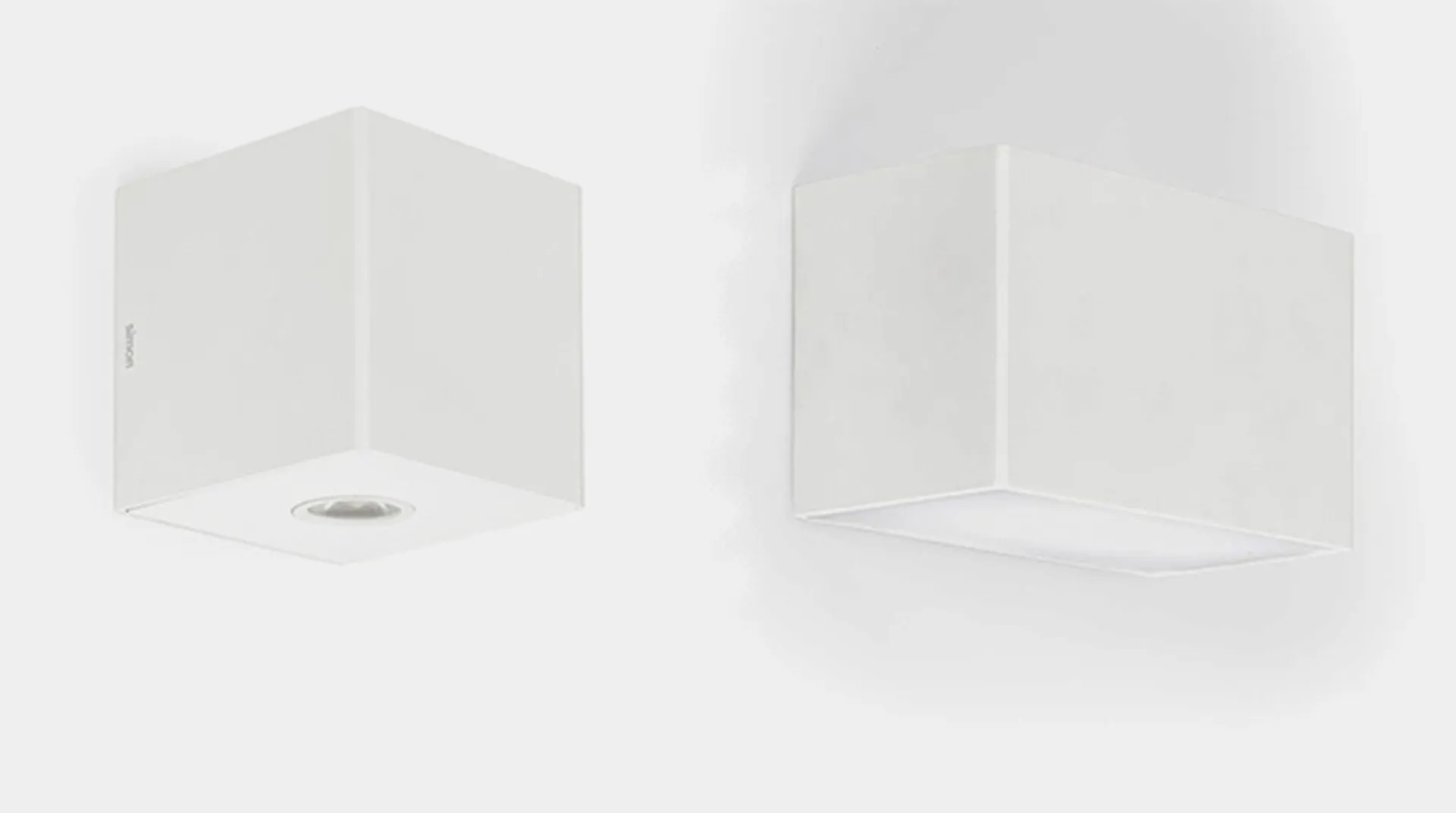 Luminária de parede Simon 707 com design cúbico integrada arquitetonicamente