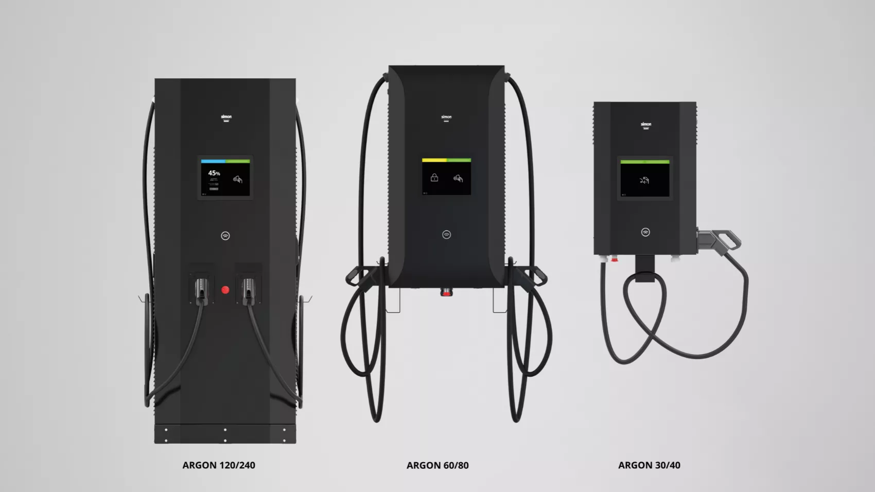 Simon Argon power variants lined up: 30/40, 60/80 and 120/240 kW