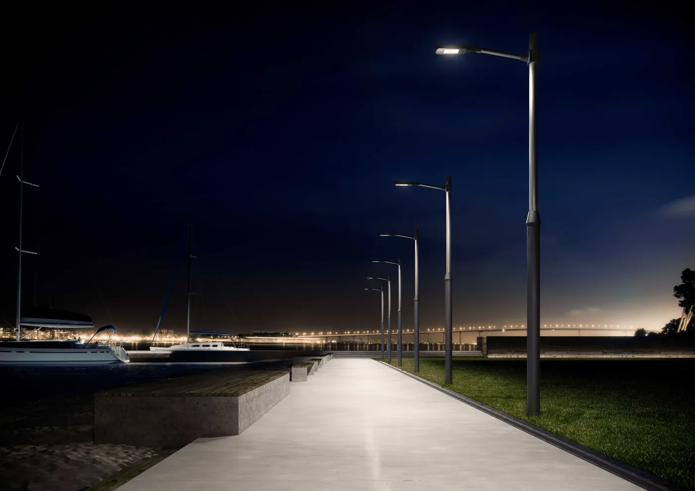 Installation with Simon Nath S Istanium LED luminaires on a public road