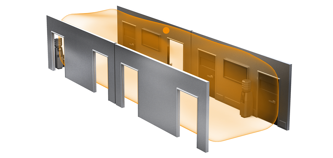 Corporate corridor with Sensor PRO detection system