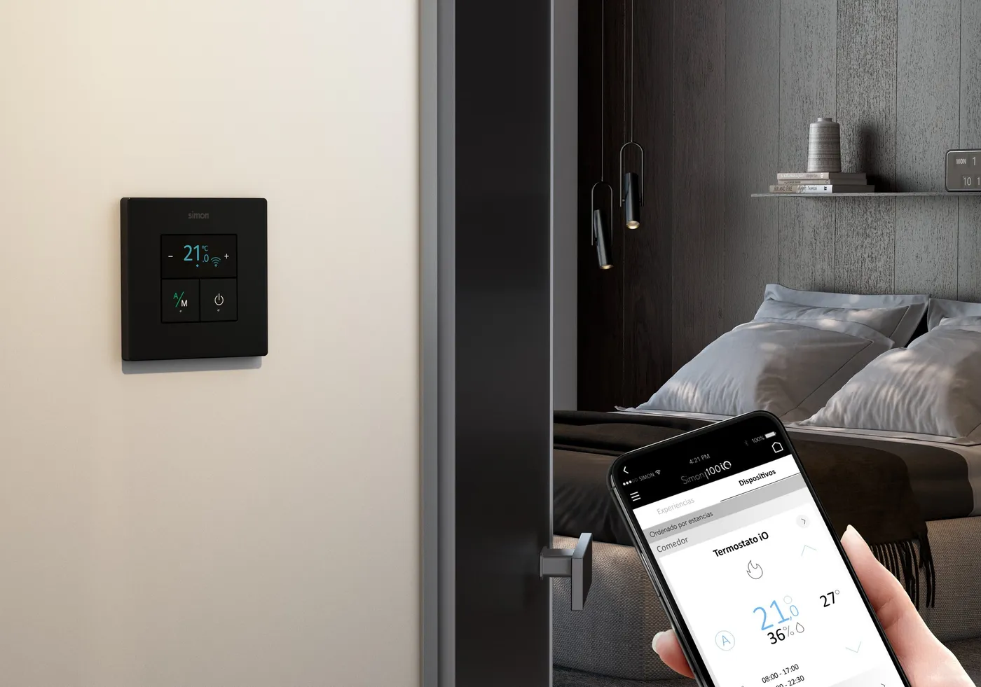 Simon 270 iO thermostat in residential setting