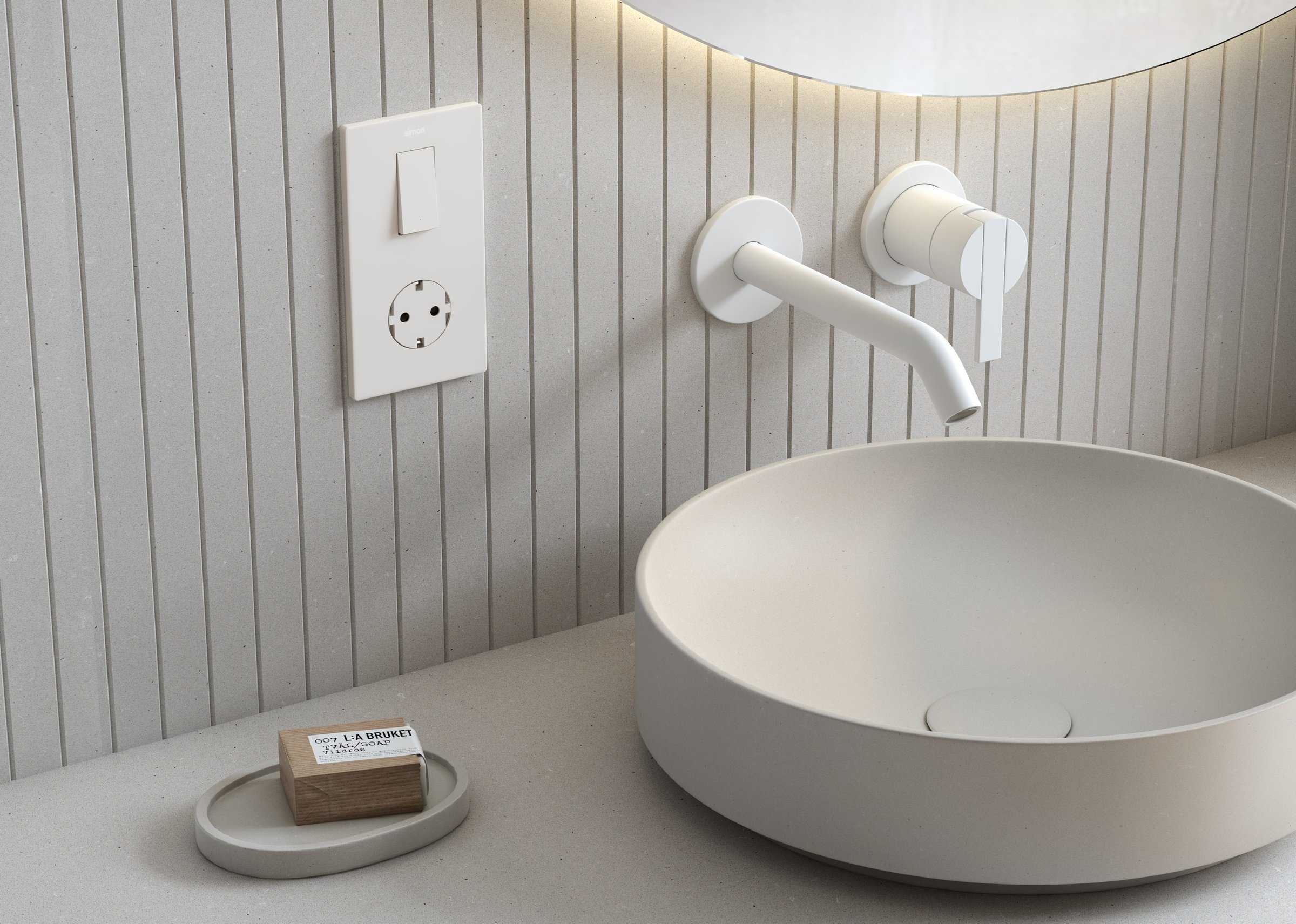 Simon 270 Mínima in residential ambient with matte white finish