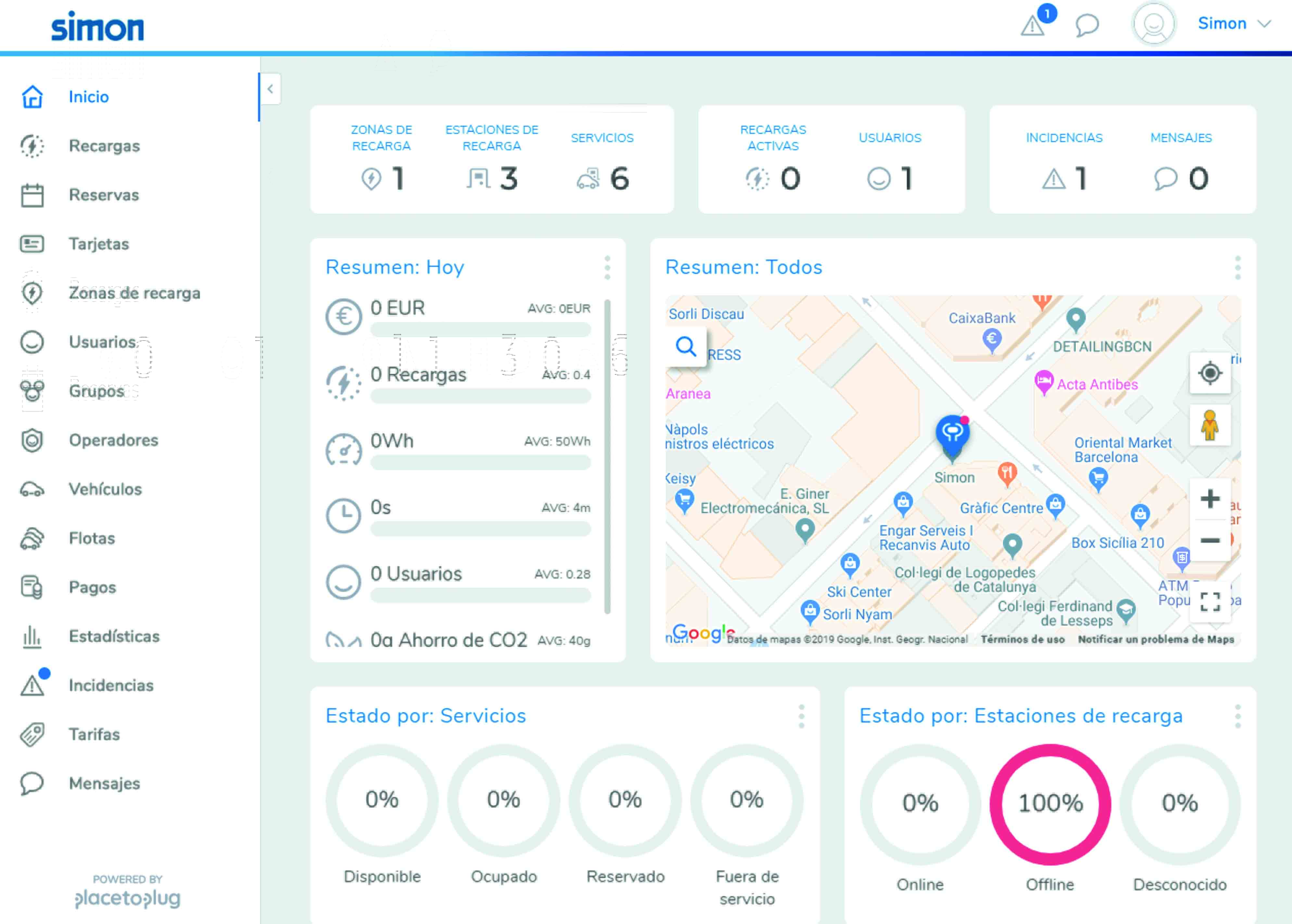 aplicación de simon Vehiculo eléctrico