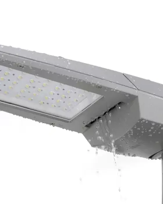 Self-cleaning design of the Nath L luminaire that facilitates water drainage and maintains lighting performance