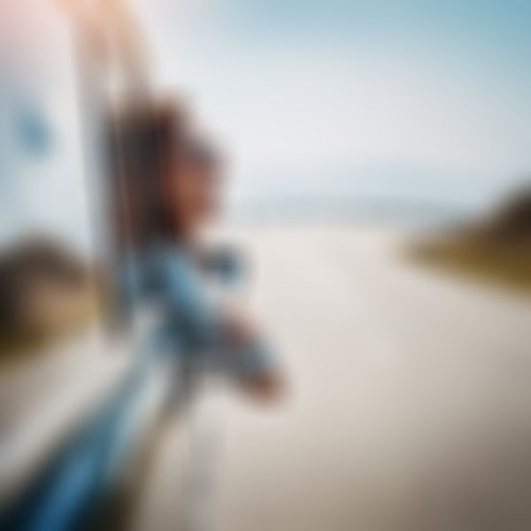 Verkehrs-Rechtsschutz - Frau lehnt sich aus Beifahrerfenster und genießt die Aussicht