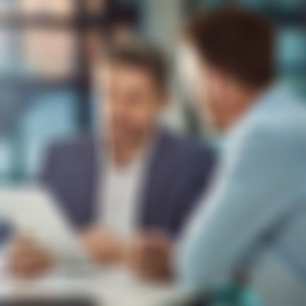 Vertriebspartner - 2 Männer am Schreibtisch - einer erklärt dem anderen etwas