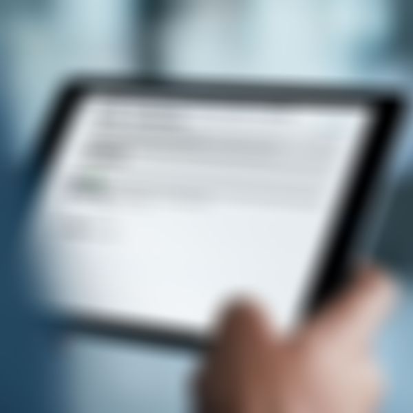 Person hält iPad mit Website über GISA Gewerbeinformation.