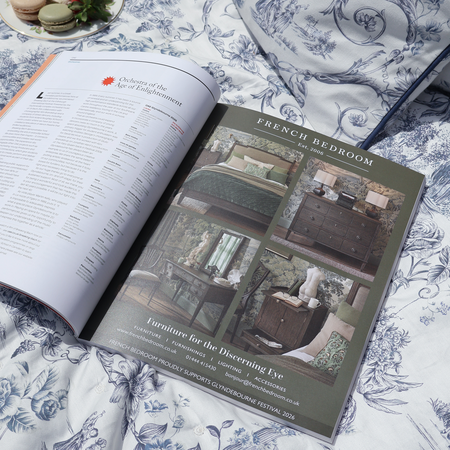 Glyndebourne opera festival programme featuring French bedroom furniture